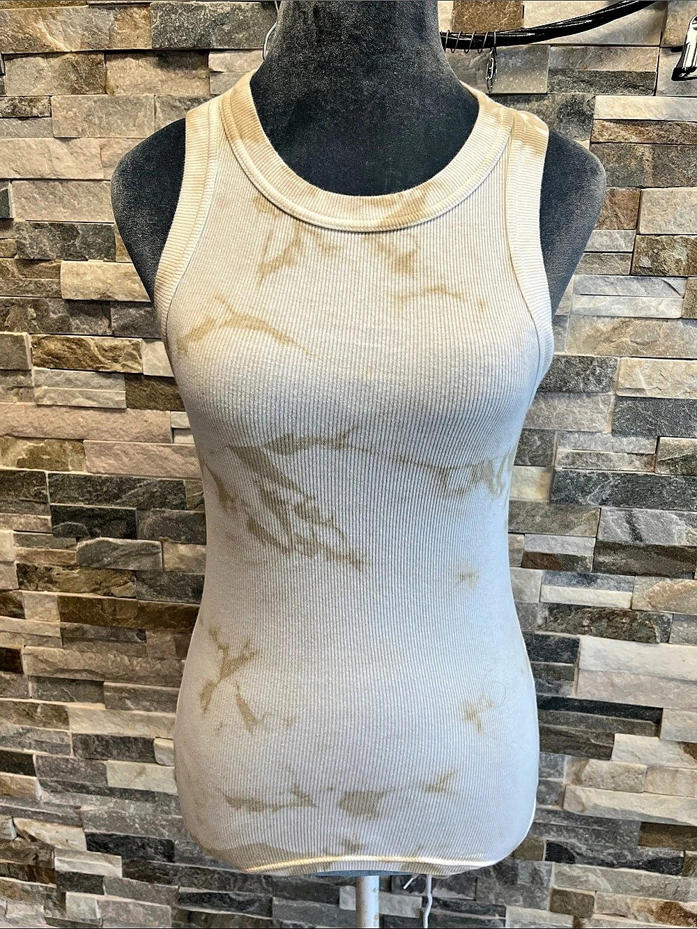 Banana Republic Ribbed Abstract Tank Top Cream XS